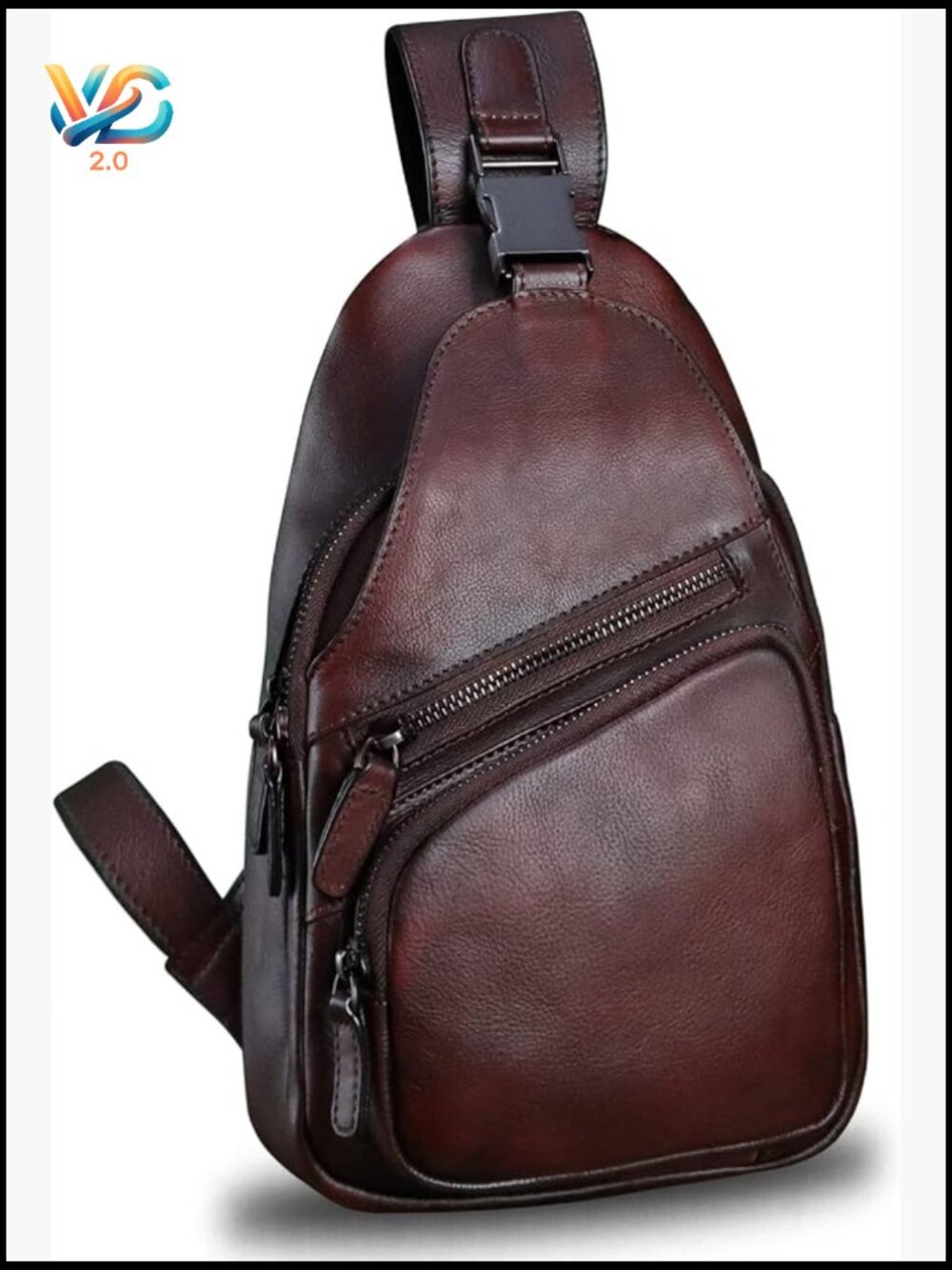 Genuine Leather Crossbody Sling Bag Retro Hiking Daypack Shoulder Backpack